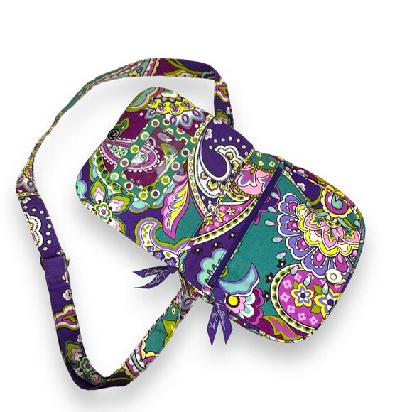 Vera Bradley Purple Teal Paisley Crossbody Bag Quilted Cotton Adjustable Strap - Picture 8 of 14